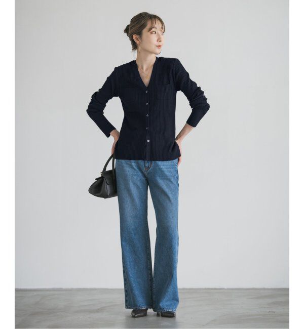 NOBLE「ナローワイドリブVカーディガン」|ニット・セーター|