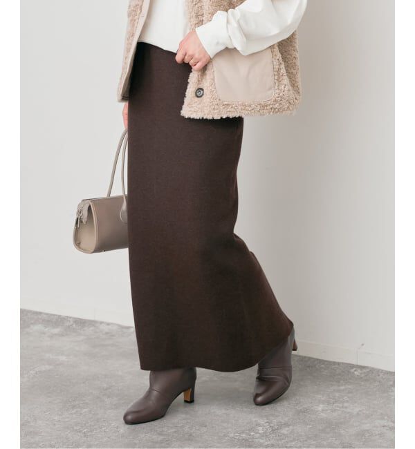 Spick and Span「ミラノリブニットスカート」|スカート|ブラウン