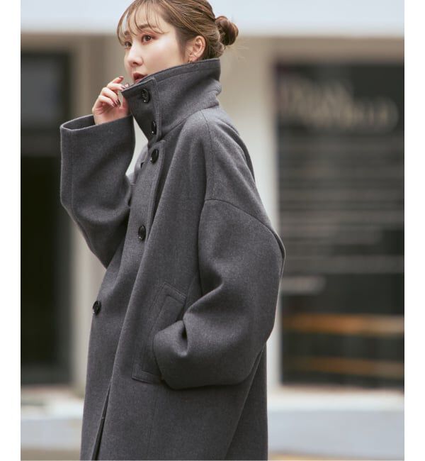 NOBLE スタンドカラーオーバーコート　黒 ecomama 様 noble スタンドカラー オーバーコート 黒 Noble（ノーブル