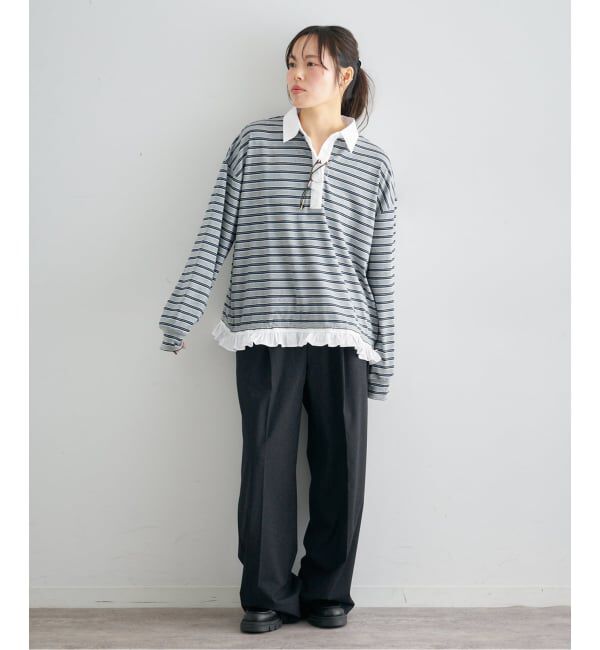 U by SPICK&SPAN「《予約》マルチボーダーフリルドッキングPO」|Tシャツ・カットソー|