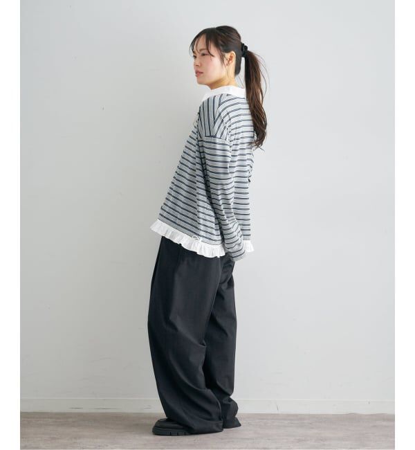 U by SPICK&SPAN「《予約》マルチボーダーフリルドッキングPO」|Tシャツ・カットソー|