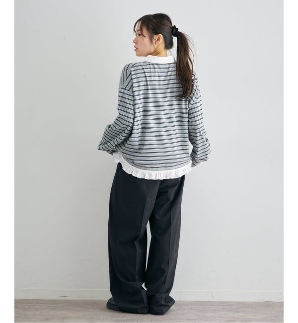 U by SPICK&SPAN「《予約》マルチボーダーフリルドッキングPO」|Tシャツ・カットソー|