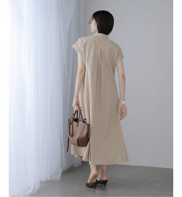  「【洗える】ポケットフレンチスリーブシャツワンピース」|ワンピース|