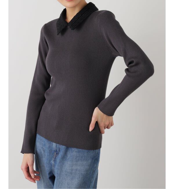  「2WAYレースカラーニット」|ニット・セーター|グレー