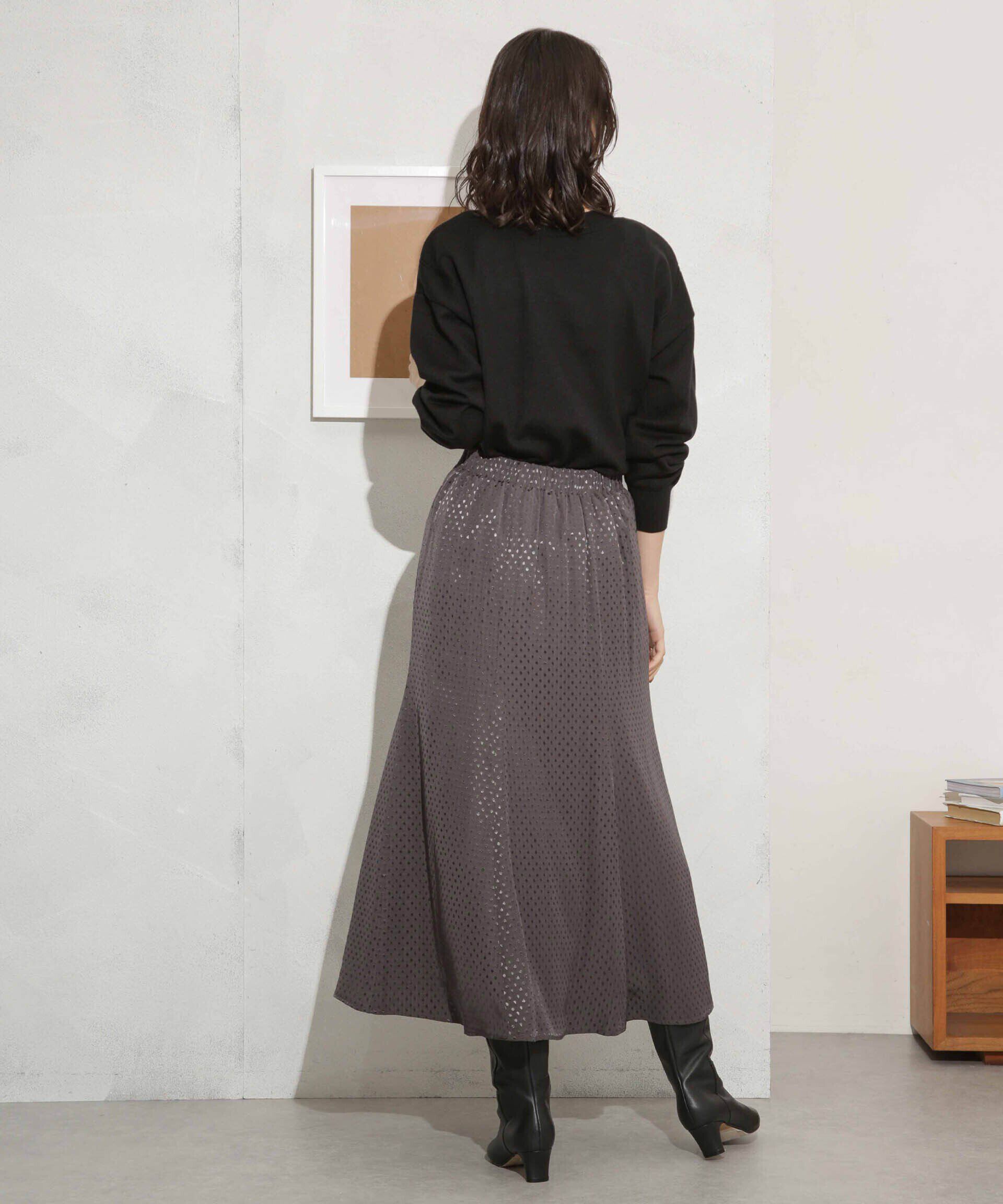 nano･universe「ドットジャガードサテンフレアスカート（セットアップ可）」|スカート|