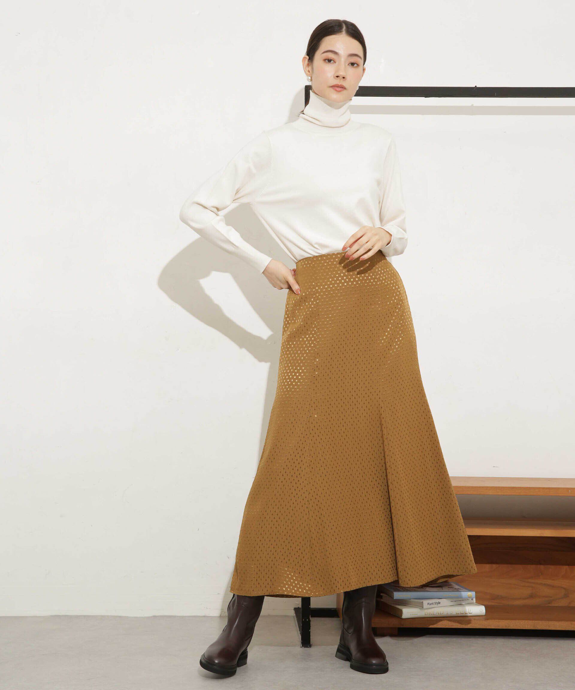 nano･universe「ドットジャガードサテンフレアスカート（セットアップ可）」|スカート|