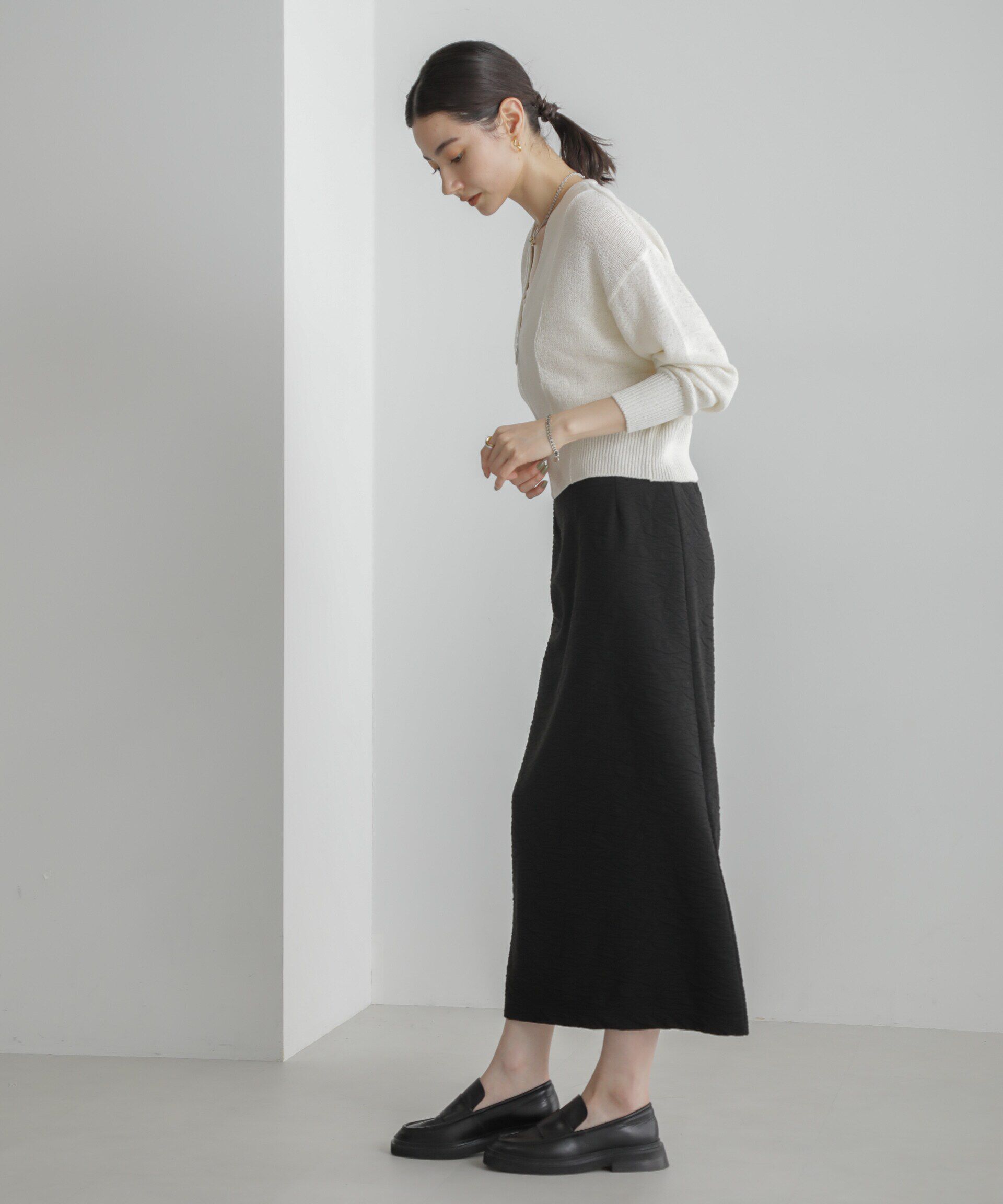 nano･universe「フクレジャガードカットナロースカート（セットアップ可）」|スカート|