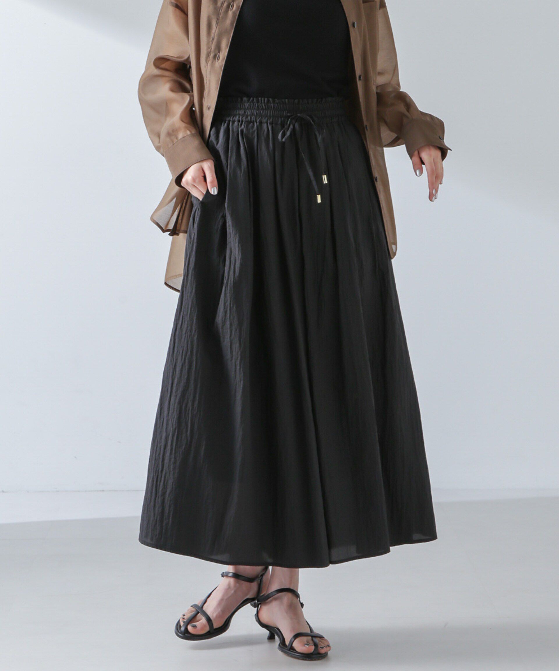 nano･universe「ナイロンタッサーギャザースカーチョ（セットアップ可）」|チノ|