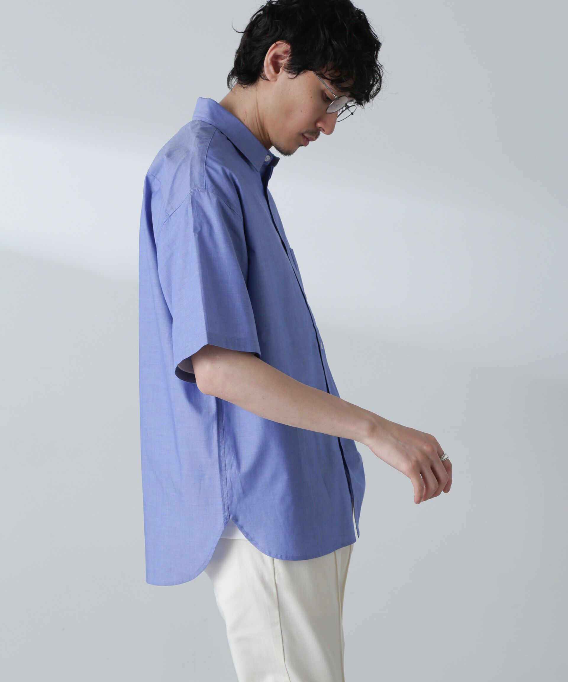 nano･universe「BIGシャンブレーシャツ 半袖」|シャツ・ブラウス|