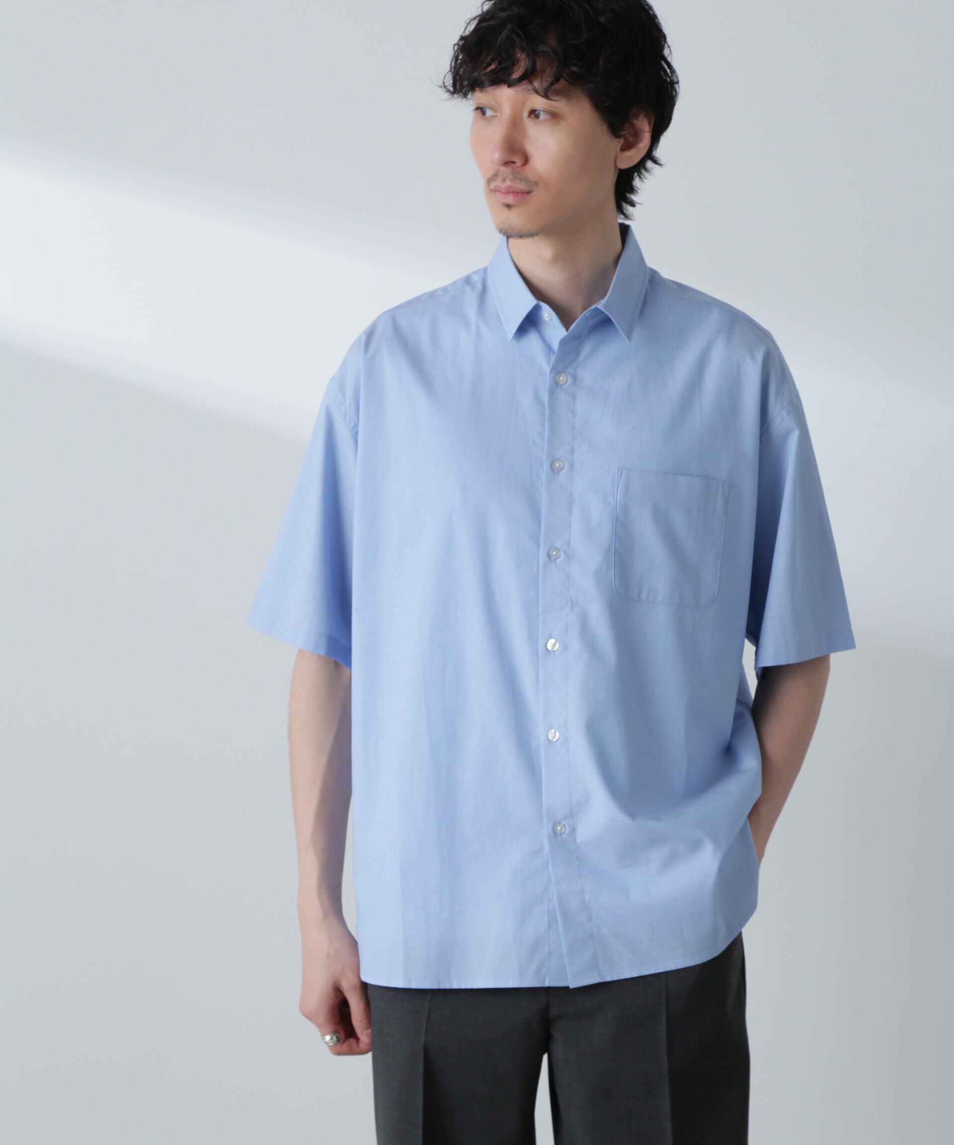 nano･universe「BIGシャンブレーシャツ 半袖」|シャツ・ブラウス|