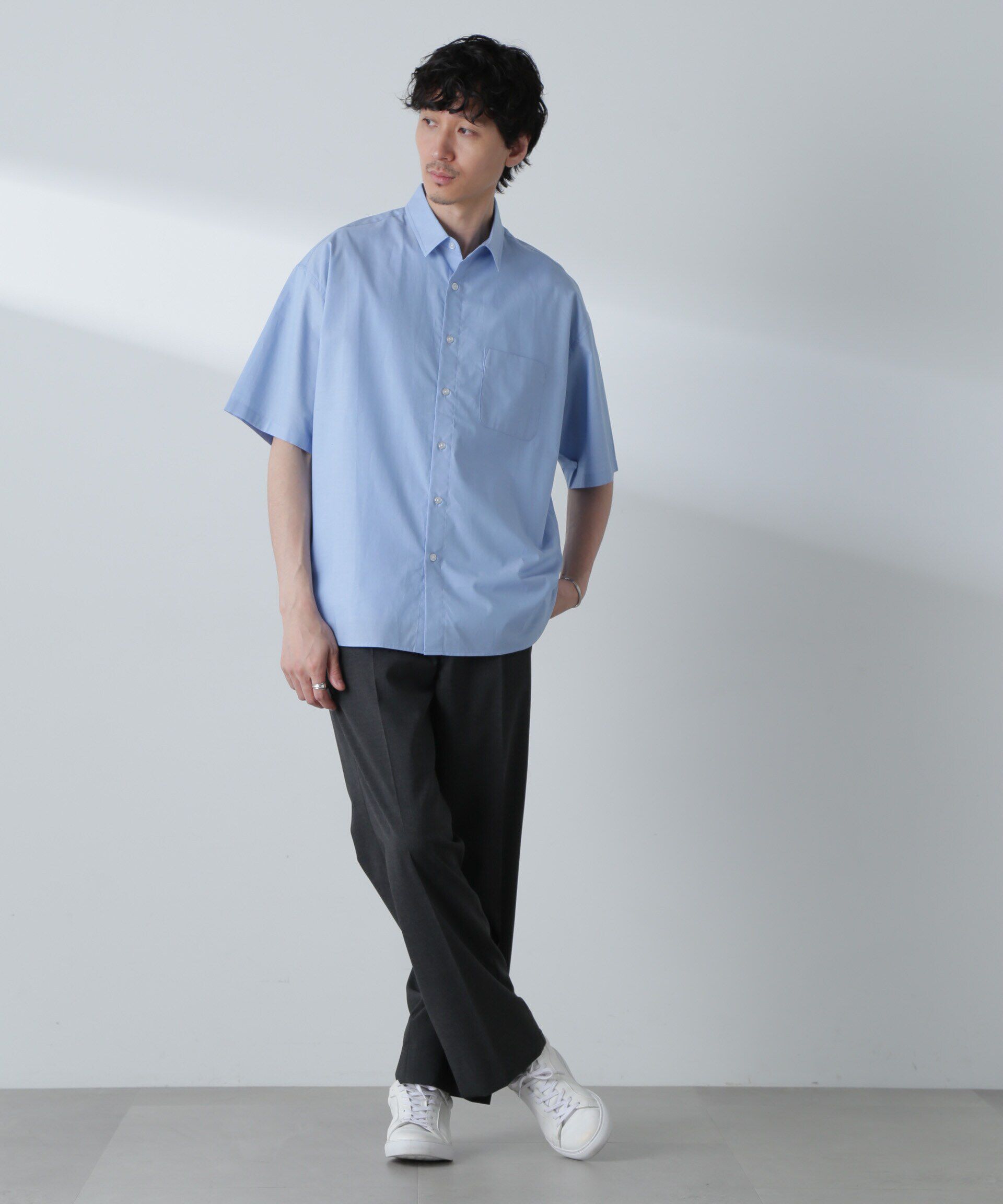 nano･universe「BIGシャンブレーシャツ 半袖」|シャツ・ブラウス|