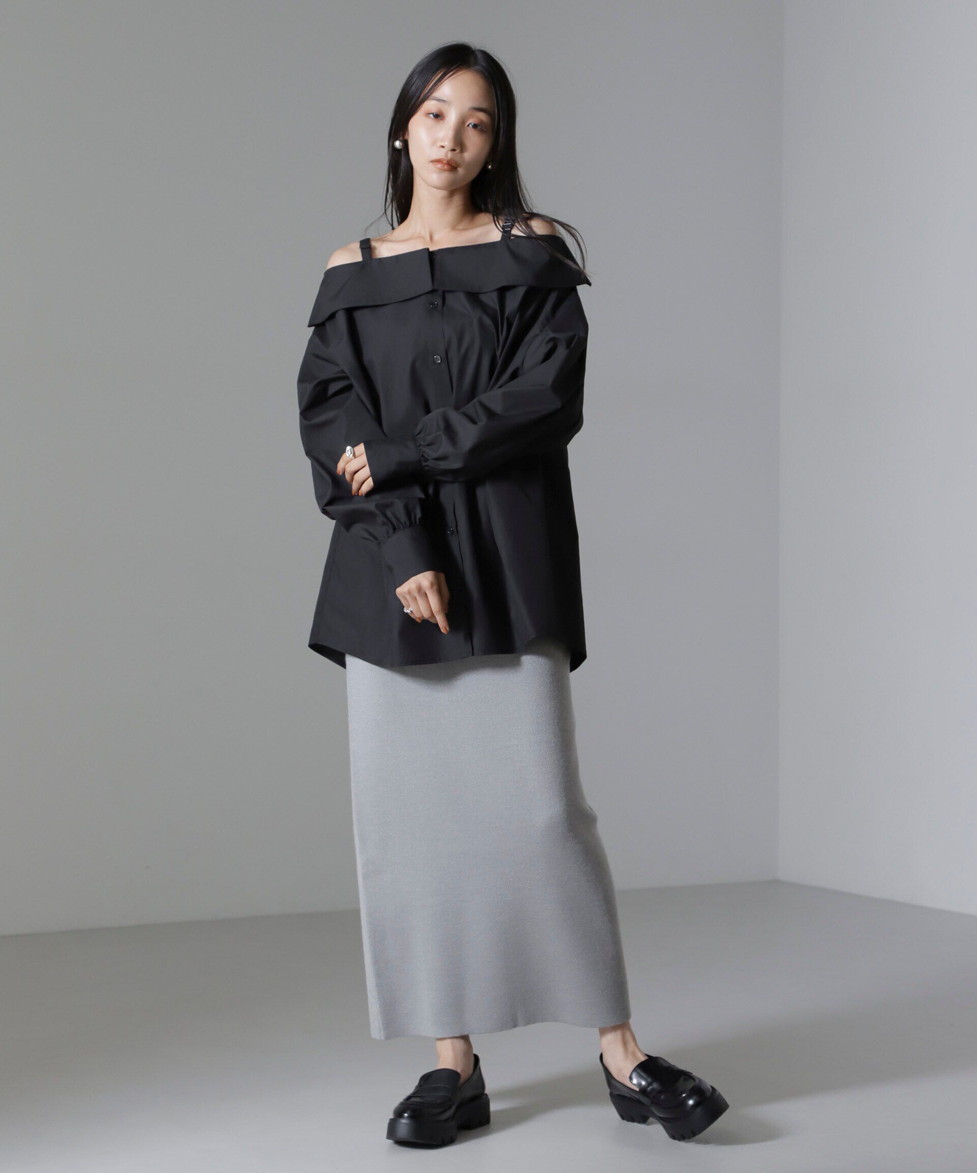 nano･universe「オフショルダーデザインシャツ」|シャツ・ブラウス|