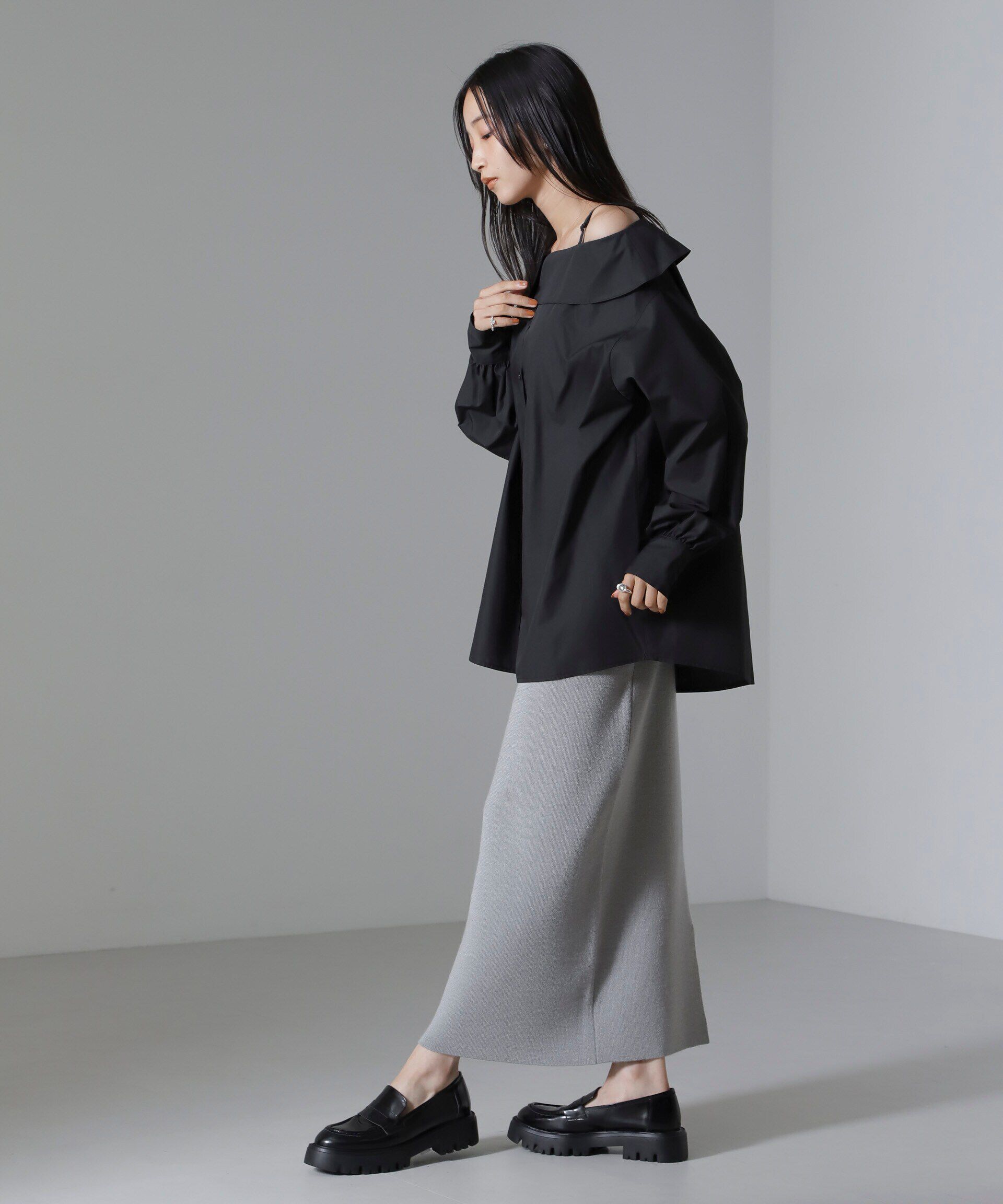 nano･universe「オフショルダーデザインシャツ」|シャツ・ブラウス|