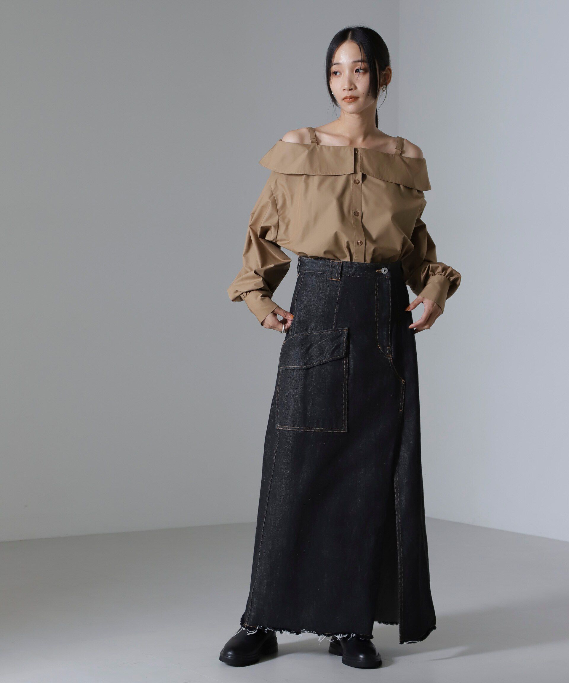 nano･universe「オフショルダーデザインシャツ」|シャツ・ブラウス|