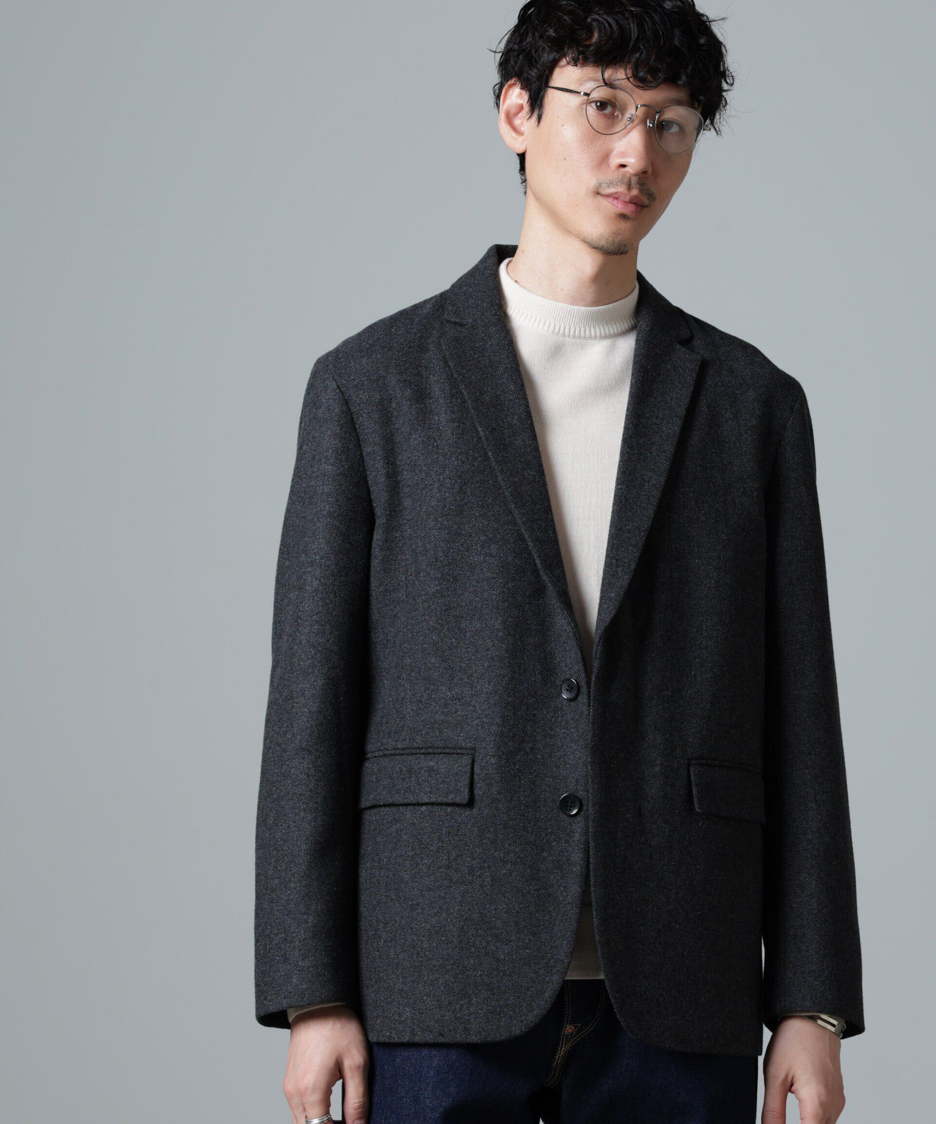 nano･universe「ヘリンボーンセミワイドジャケット(セットアップ可)」|テーラードジャケット|チャコール3