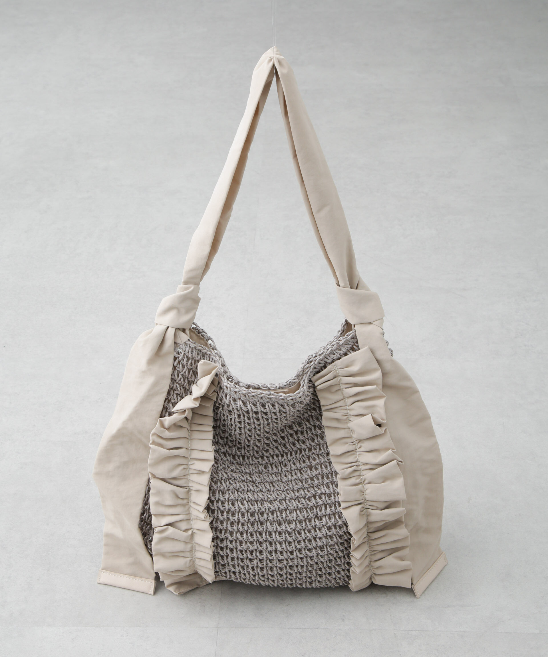 nano･universe「ギャザーフリルソフトペーパー編みバッグ」|ショルダー・メッセンジャー|