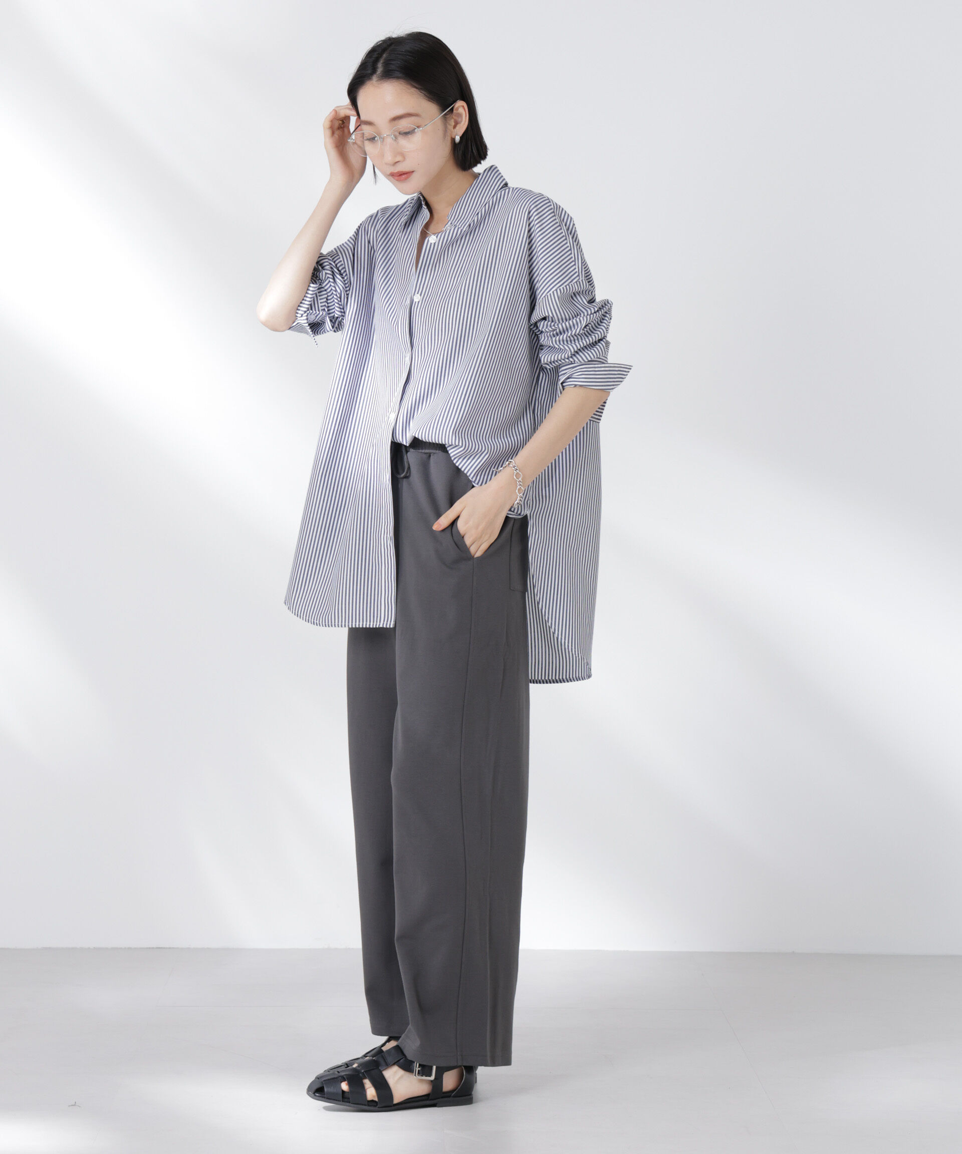 nano･universe「ダンボールカットワイドパンツ」|チノ|