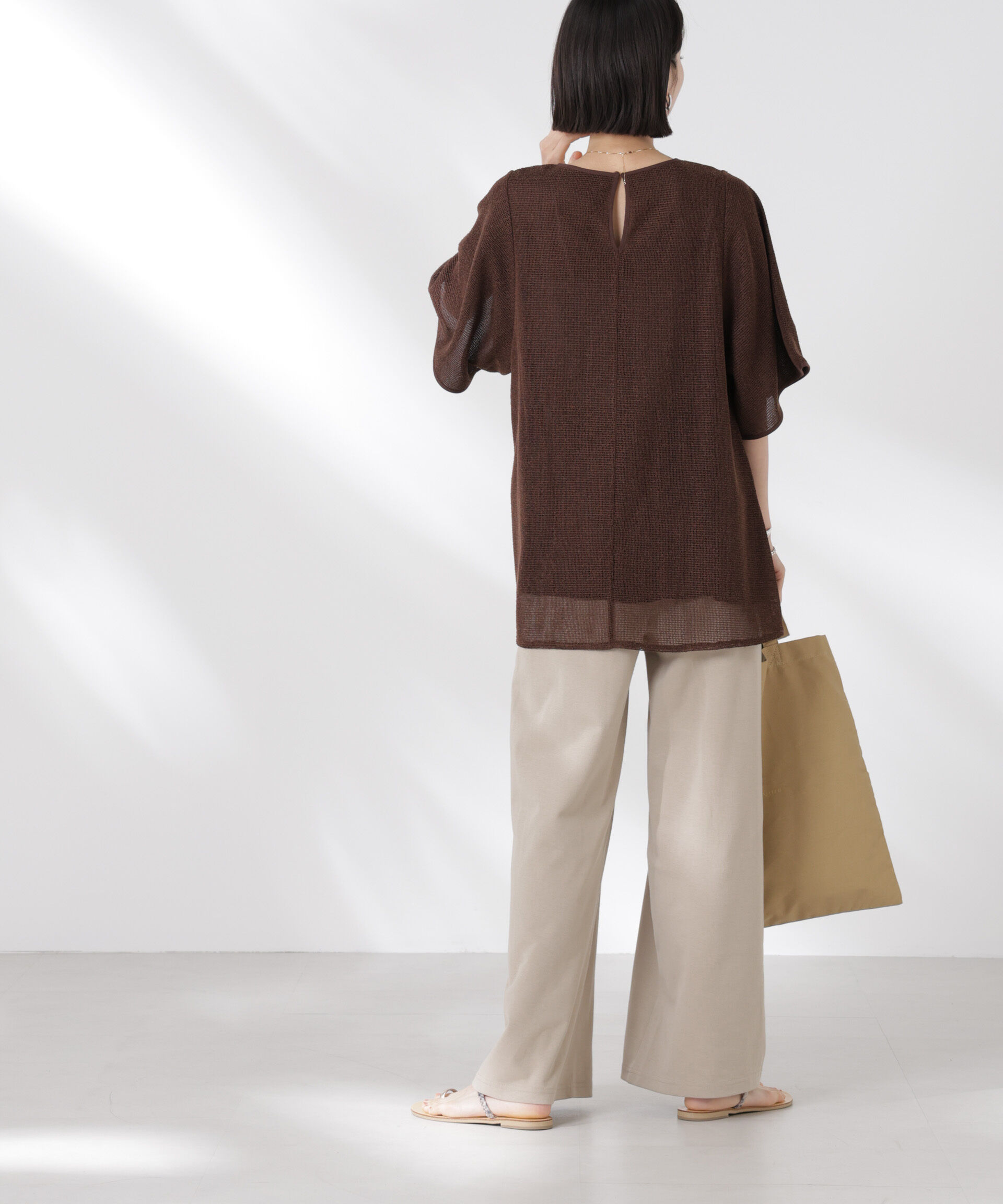 nano･universe「ダンボールカットワイドパンツ」|チノ|