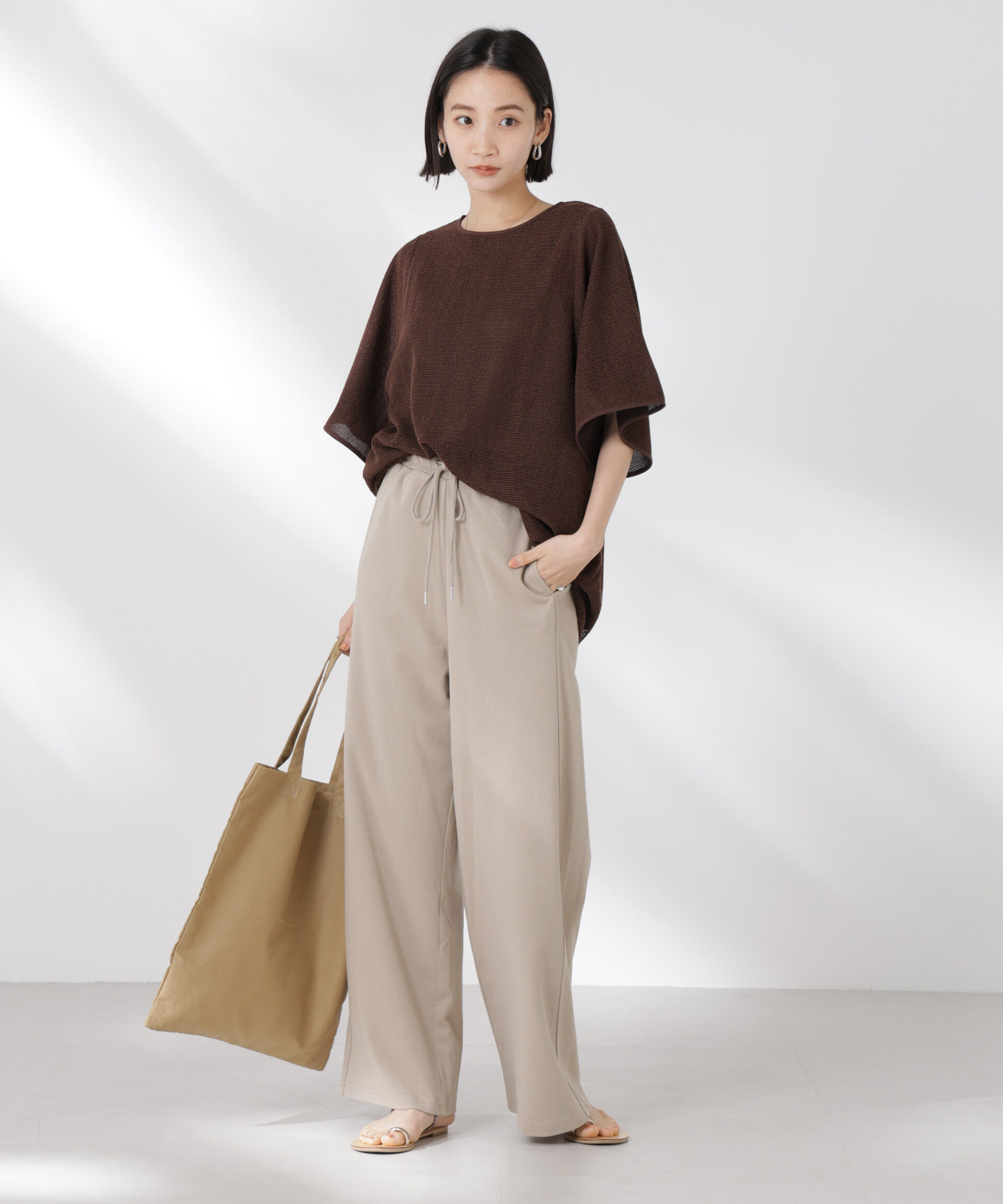 nano･universe「ダンボールカットワイドパンツ」|チノ|