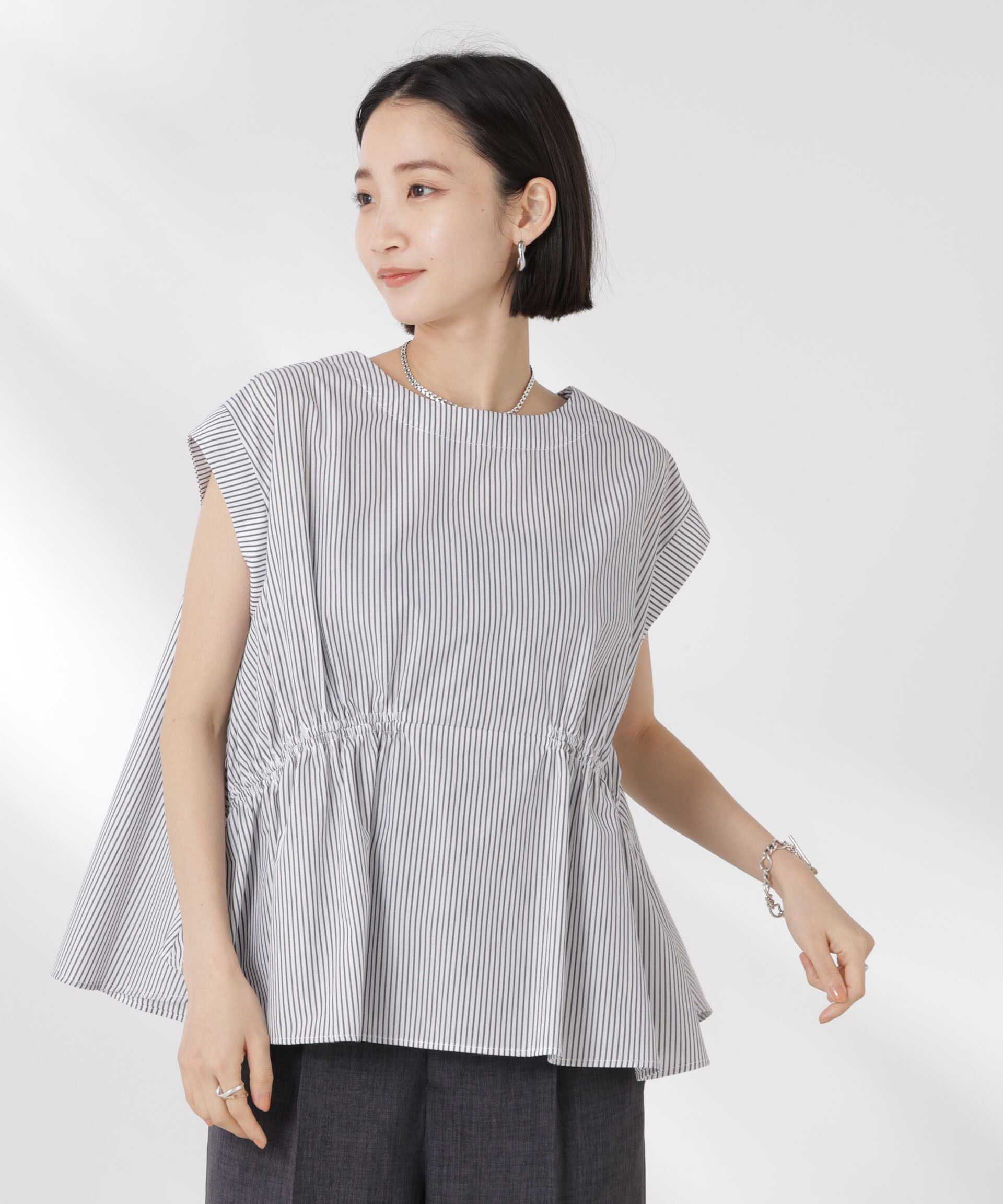 nano･universe「前後2wayギャザーデザインブラウス」|シャツ・ブラウス|