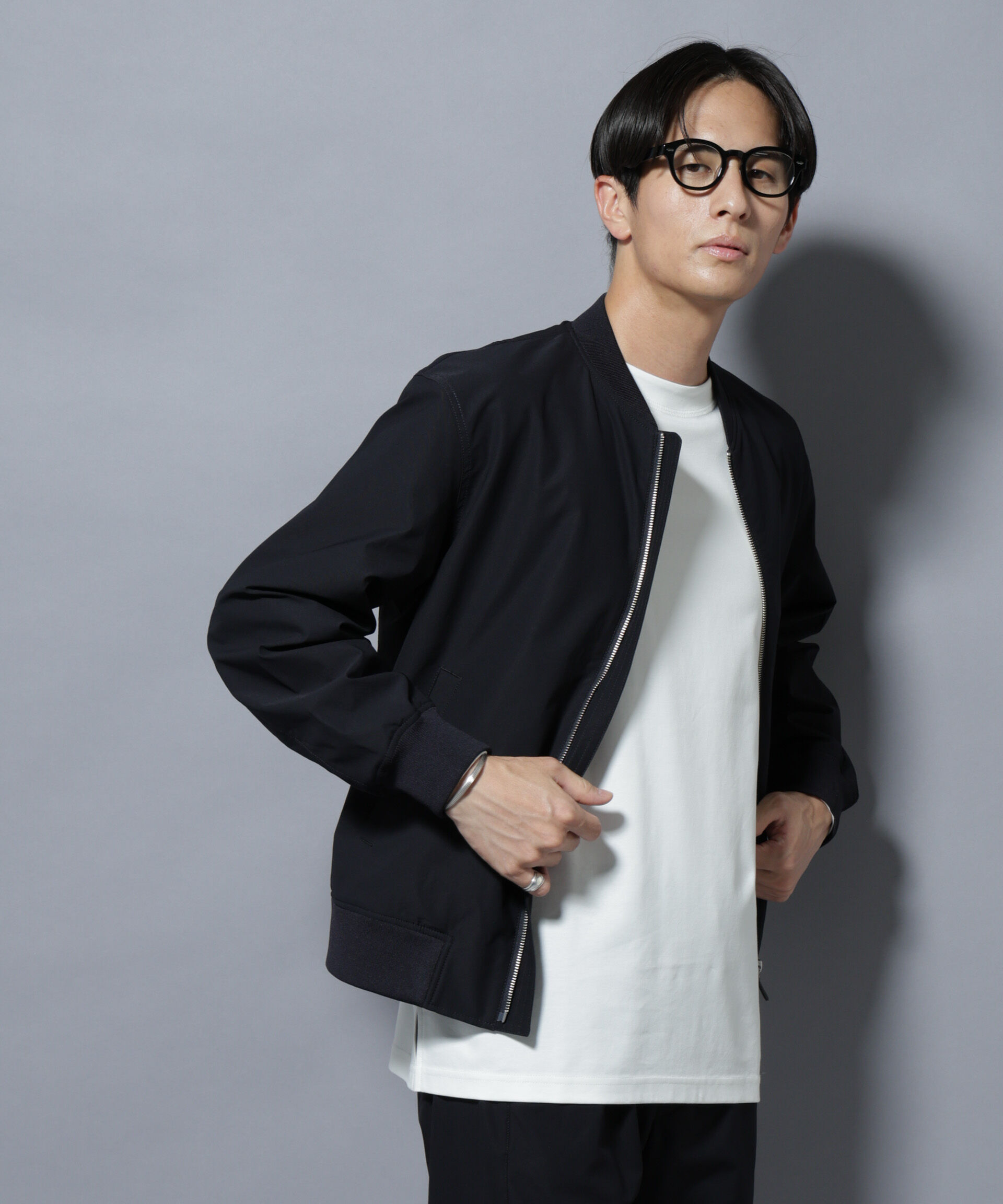 nano･universe「「N BASIC」TEXBRID(R)ツイルMA-1/撥水(セットアップ可)」|ブルゾン・スタジャン|D.ネイビー1