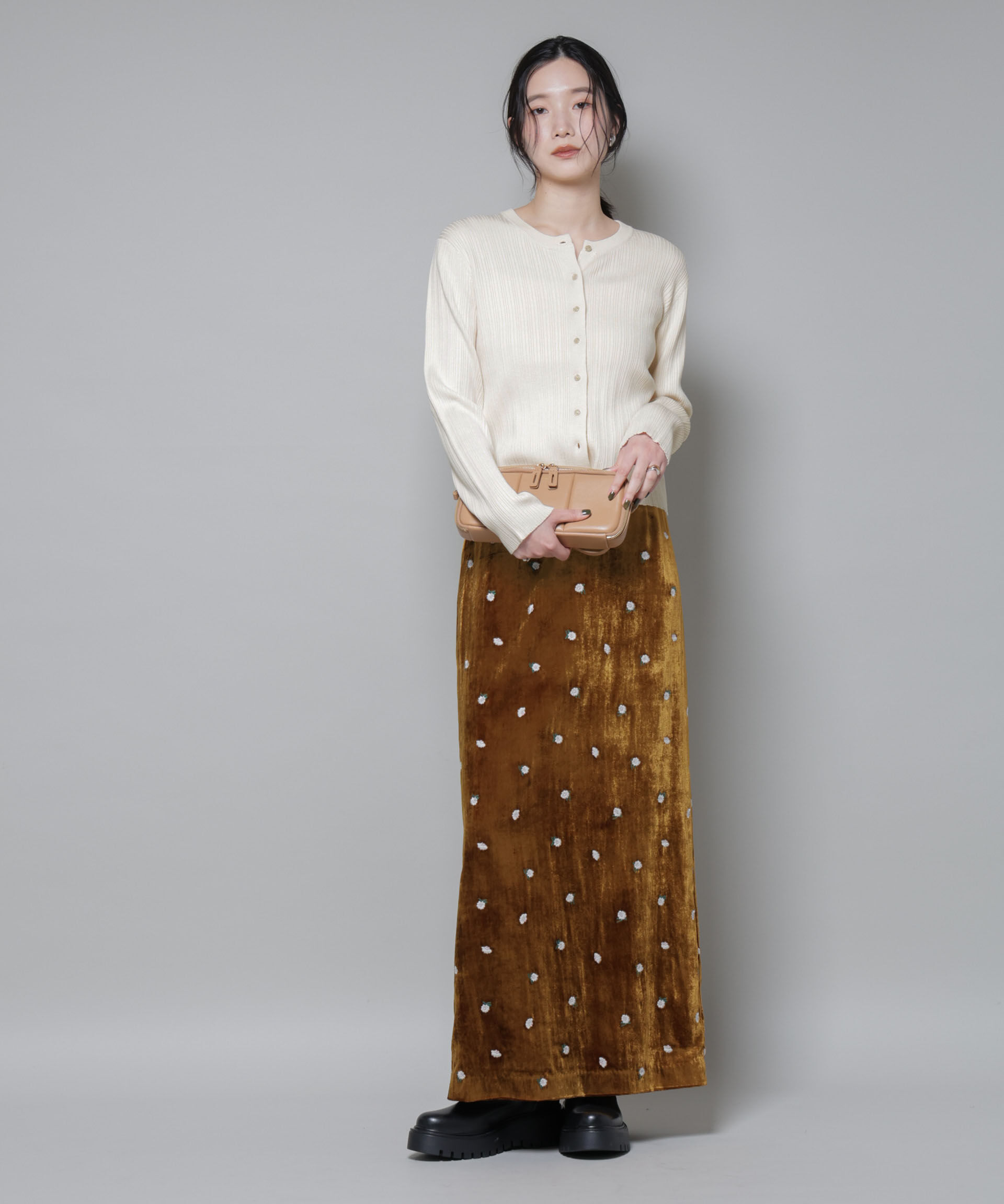 nano･universe「ホホバオイル加工ランダムリブカーディガン」|ニット・セーター|