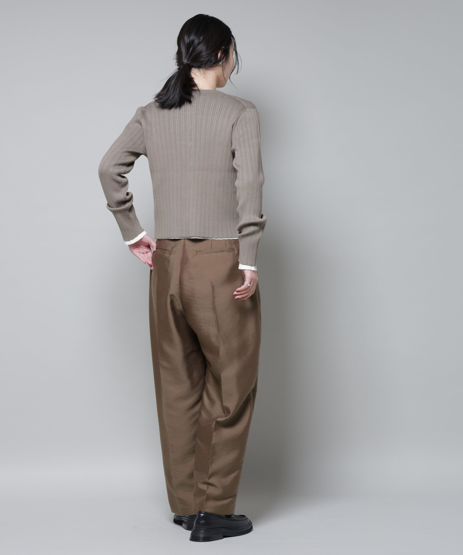 nano･universe「ホホバオイル加工ランダムリブカーディガン」|ニット・セーター|