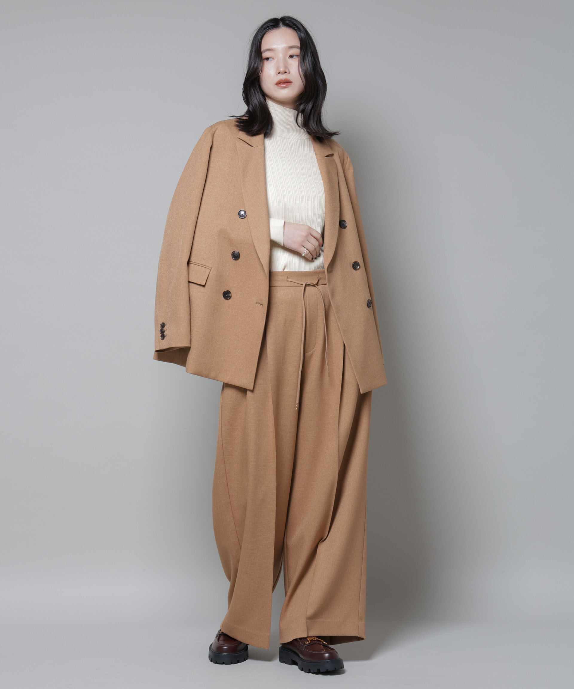 nano･universe「ホホバオイル加工ランダムリブタートルニット」|ニット・セーター|