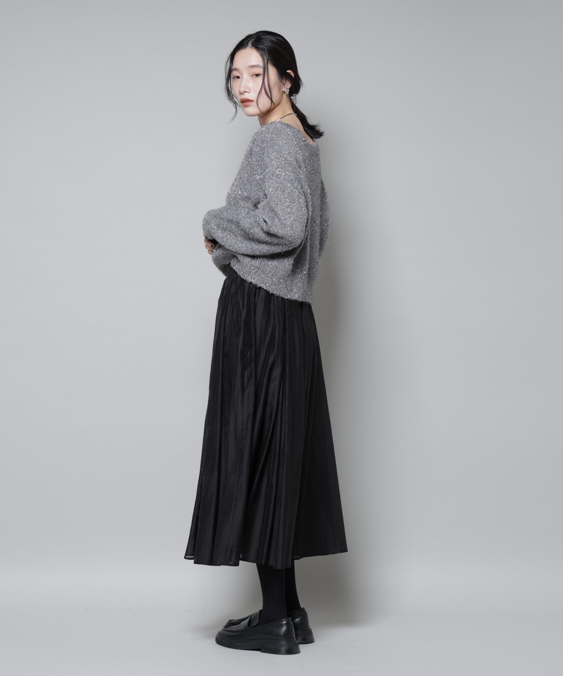 nano･universe「前後2wayラメミックスフェザーニット」|ニット・セーター|