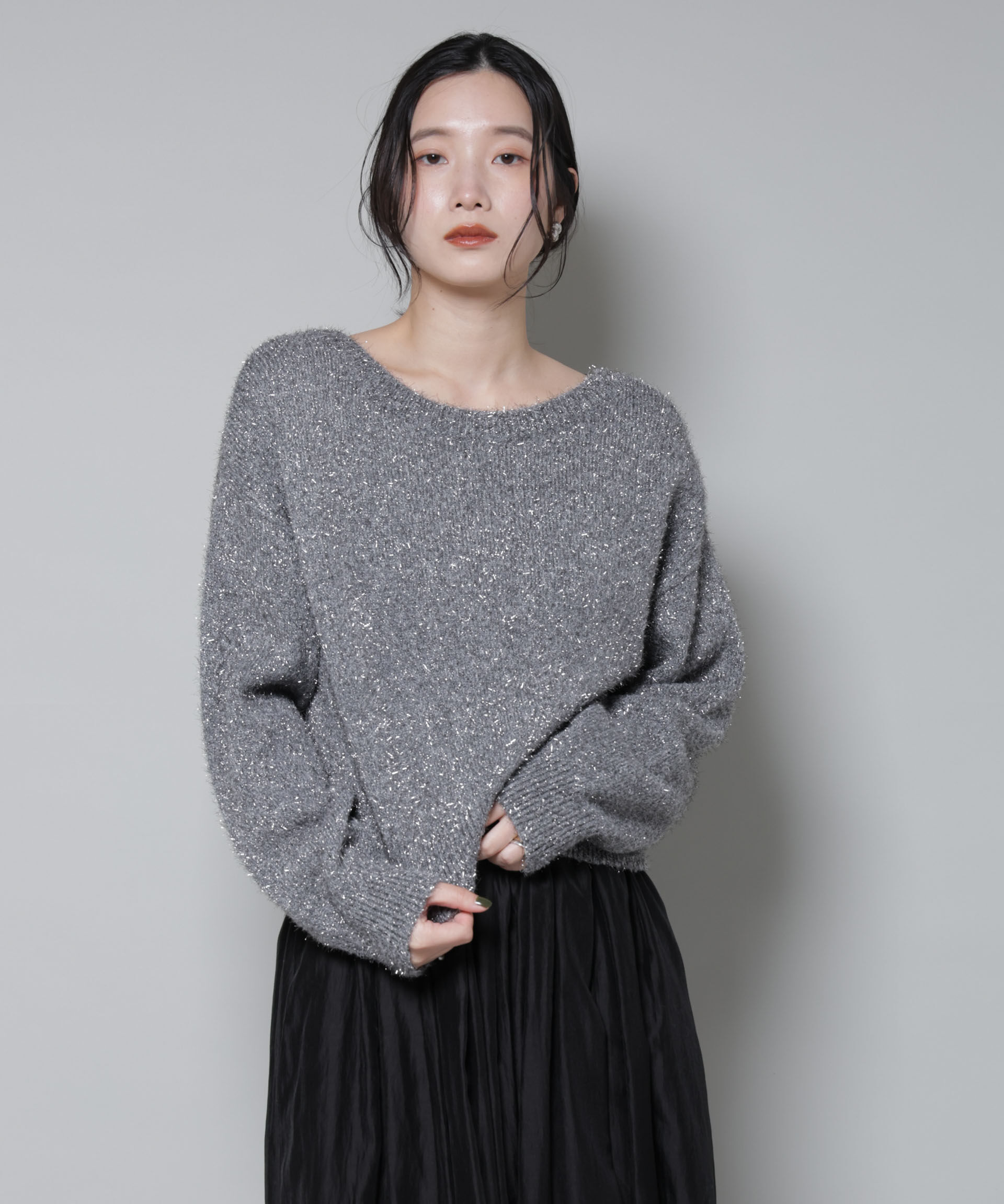 nano･universe「前後2wayラメミックスフェザーニット」|ニット・セーター|