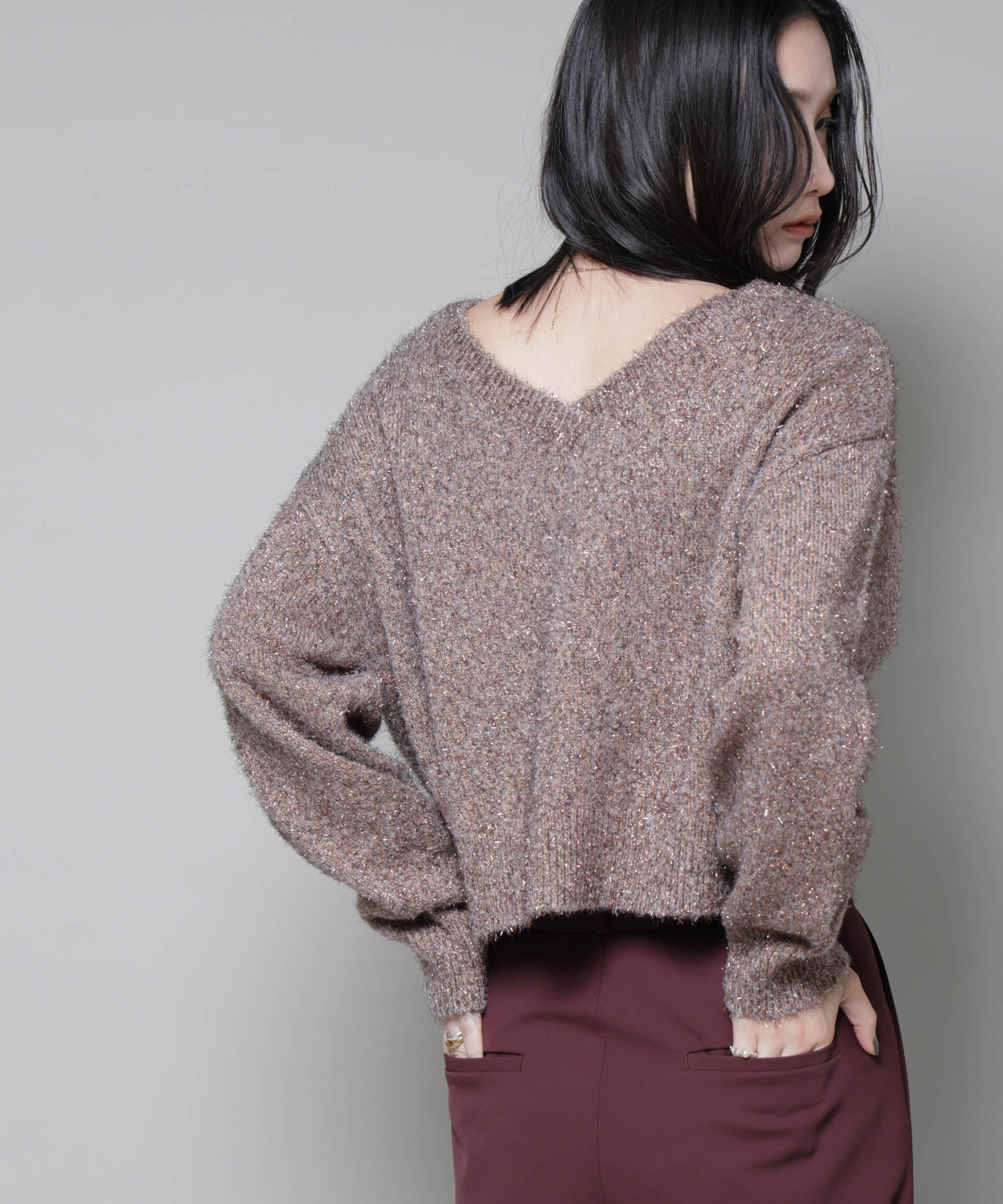 nano･universe「前後2wayラメミックスフェザーニット」|ニット・セーター|