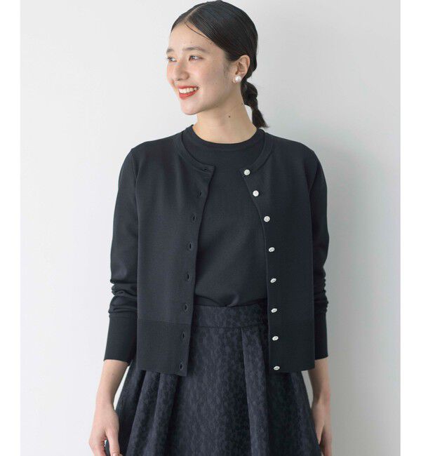組曲「【UVケア・接触冷感】MINA ニットカーディガン」|カーディガン|ブラック系