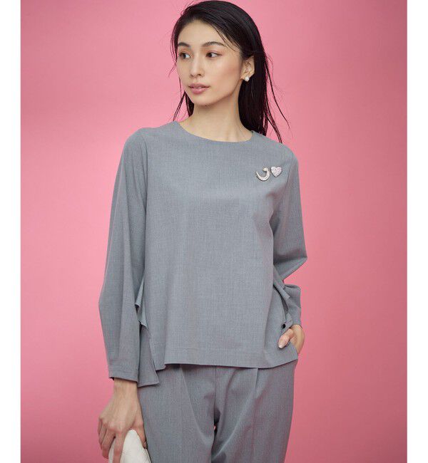 組曲「【KUMIKYOKU NAVY】ウーステッドライククロス フリルブラウス」|シャツ・ブラウス|