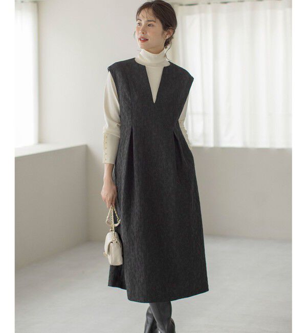 組曲「フラワーラメジャカード ジャンパースカート」|ジャンパースカート|ブラック系