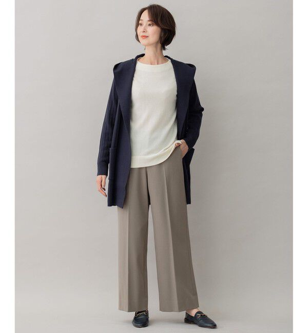 自由区「【裏起毛/撥水加工】TRギャバ ワイドクロップドパンツ」|その他|カーキ系