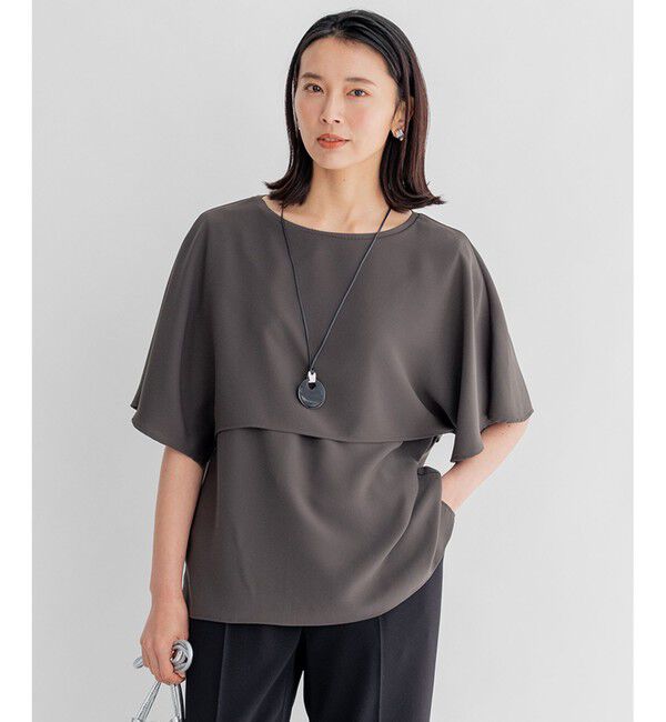 23区「【洗える/好評につき新色追加】ストレッチジョーゼットリブコンビ レイヤー カットソー」|Tシャツ・カットソー|グレー系