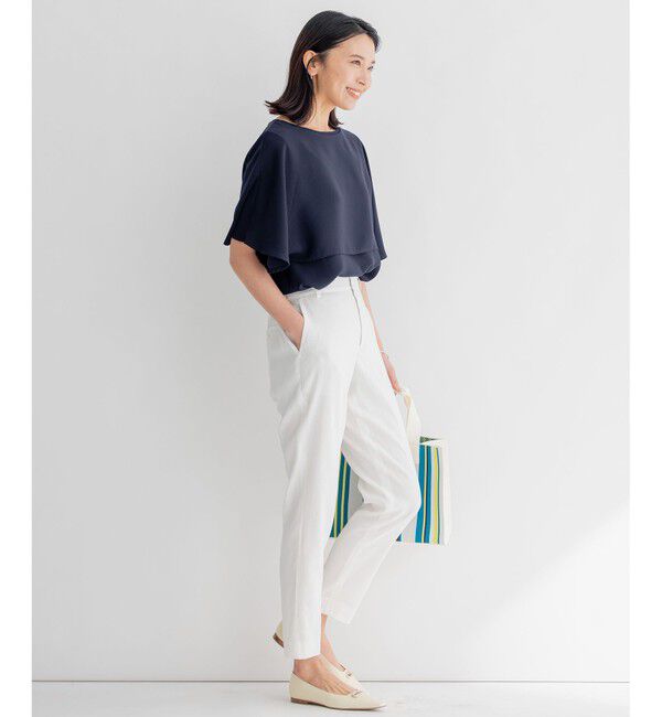 23区「【洗える/好評につき新色追加】ストレッチジョーゼットリブコンビ レイヤー カットソー」|Tシャツ・カットソー|