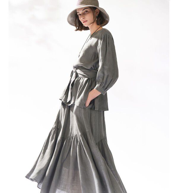 23区「【洗える】LIBECO ベルト付き ブラウス」|シャツ・ブラウス|