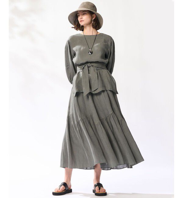 23区「【洗える】LIBECO ベルト付き ブラウス」|シャツ・ブラウス|