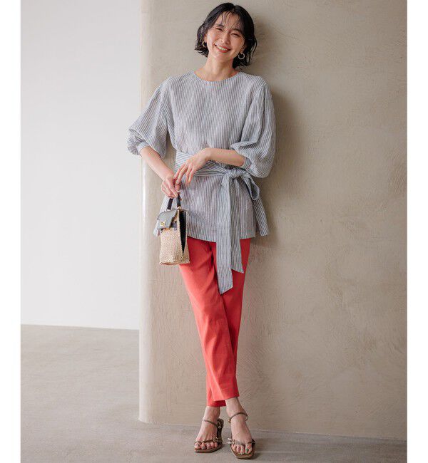 23区「【洗える】LIBECO ベルト付き ブラウス」|シャツ・ブラウス|