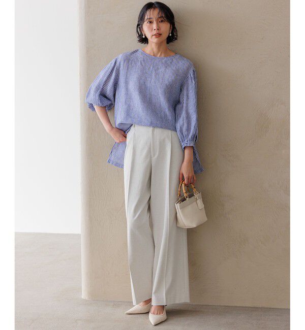 23区「【洗える】LIBECO ベルト付き ブラウス」|シャツ・ブラウス|