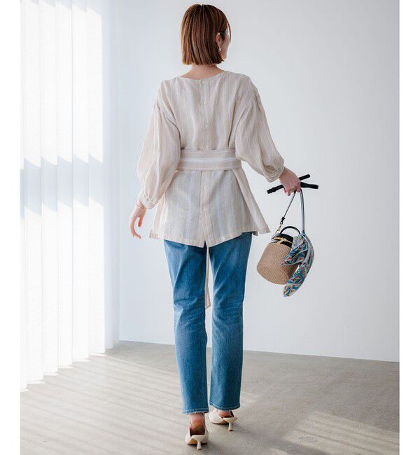 23区「【洗える】LIBECO ベルト付き ブラウス」|シャツ・ブラウス|