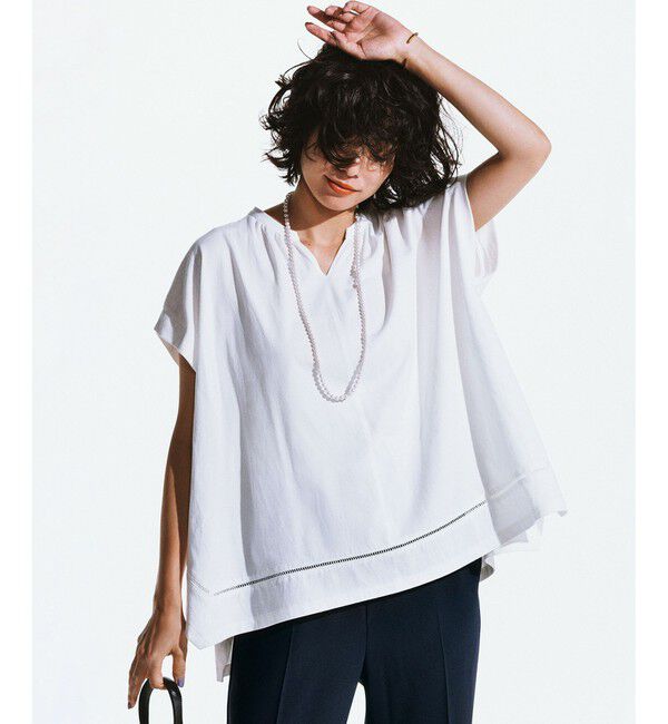 23区「【洗える】ラダーレースジャージー カットソー」|Tシャツ・カットソー|ホワイト系