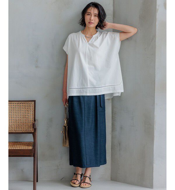 23区「【洗える】ラダーレースジャージー カットソー」|Tシャツ・カットソー|