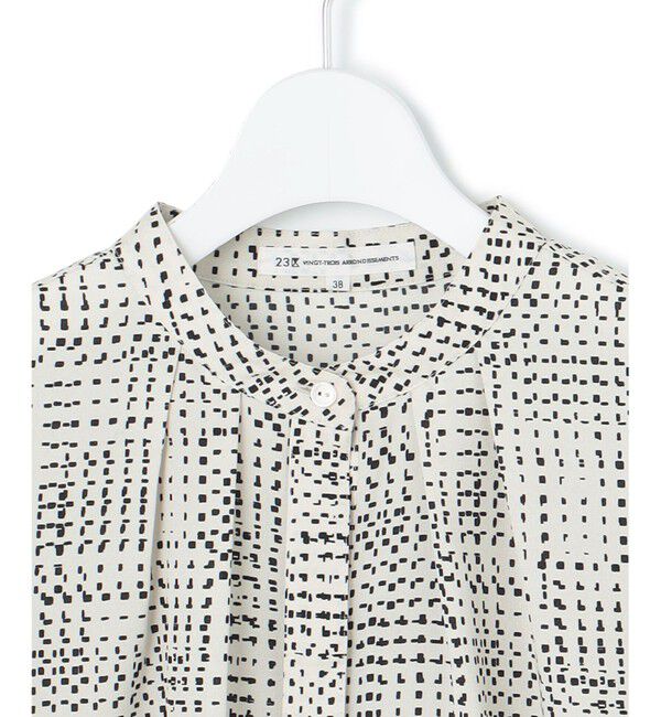 23区「【洗える】モノクロトーンプリント ブラウス」|シャツ・ブラウス|