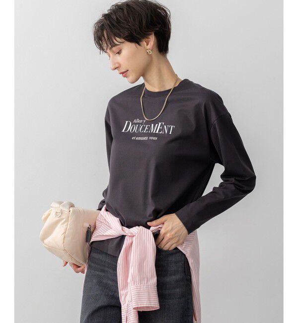 23区「【洗える】ロゴプリント コットン Tシャツ」|Tシャツ・カットソー|グレー系