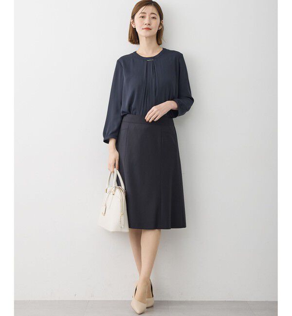 23区「【洗える】シルキーデシン バーアクセント ブラウス」|Tシャツ・カットソー|