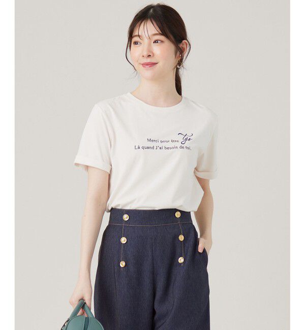 ANY SIS「ロゴ刺繍 Tシャツ」|Tシャツ・カットソー|アイボリー