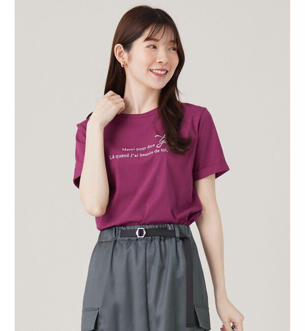 ANY SIS「ロゴ刺繍 Tシャツ」|Tシャツ・カットソー|ボルドー