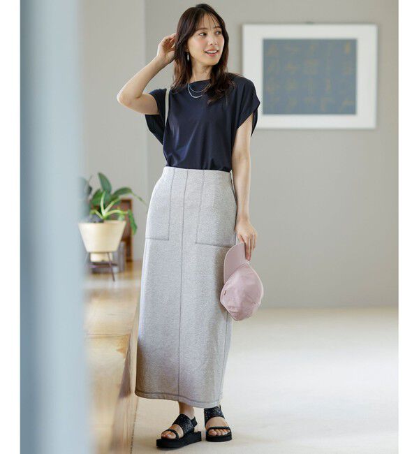 ANY SIS「【接触冷感・UVカット・洗える】ハイストレッチスムースフレンチスリーブ カットソー」|Tシャツ・カットソー|